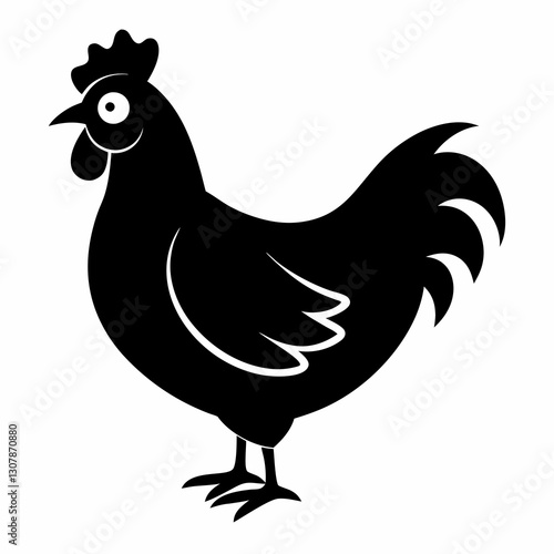 a simple black and white image of a chicken. vector illustration