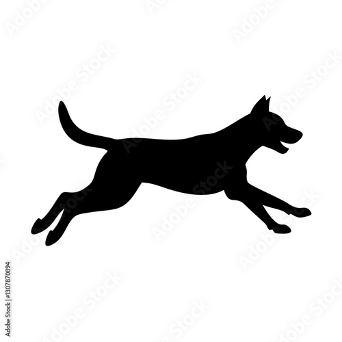 silhouette of a playful dog running with excitement and joy vector illustration