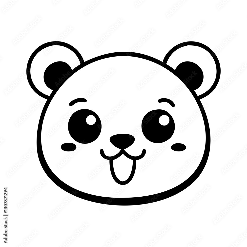 a cute illustration of a cartoon bear mascot head with its tongue sticking out, with a big smile, vector illustration a cute illustration of a cartoon bear mascot head with its tongue sticking out, with a big smile, vector illustration