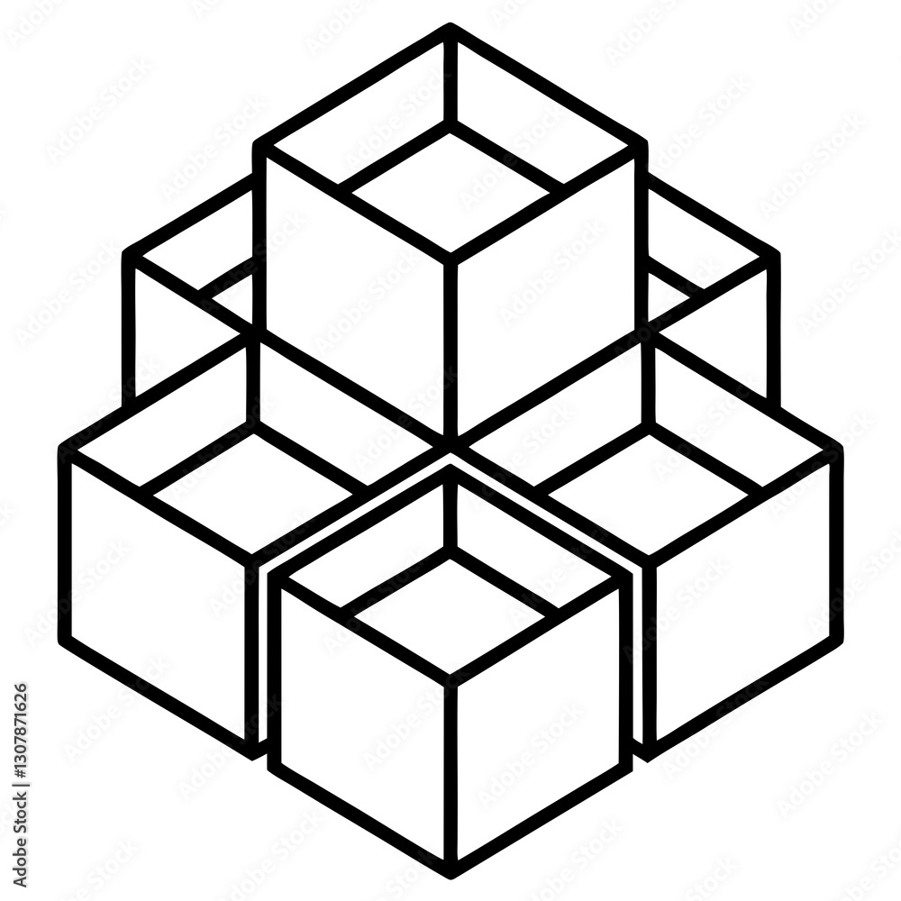 a minimalist, geometric illustration of interconnected cubes, creating a sense of depth and structure. The lines are clean and precise, giving the image a modern feel vector illustration a minimalist, geometric illustration of interconnected cubes, creating a sense of depth and structure. The lines are clean and precise, giving the image a modern feel vector illustration