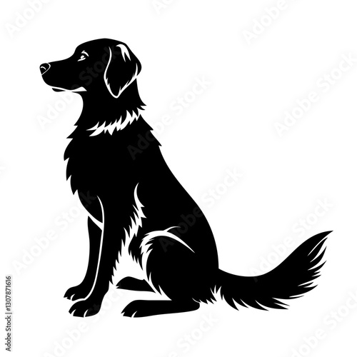 a stylized illustration of a black dog sitting patiently, exuding loyalty and companionship vector illustration