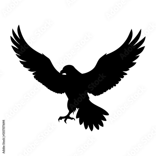 a black silhouette of a majestic hawk with its wings spread vector illustration