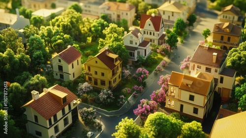 Charming Neighborhood Miniature, A Detailed Overview of Residential Architecture