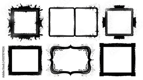 Wallpaper Mural Grunge stencil frames with spray painted frame. Graffiti border for text. Square shapes set. Torontodigital.ca