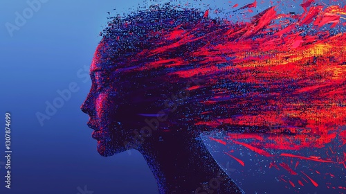 Abstract woman's profile with dynamic hair
