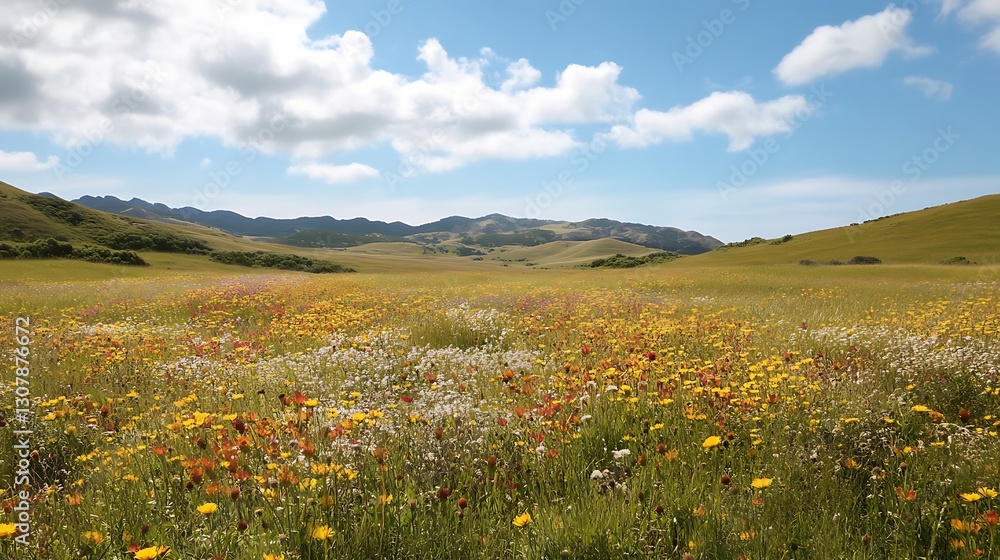 Fototapeta premium A wildflower-filled meadow, where colors and textures blend in a stunning natural tapestry.