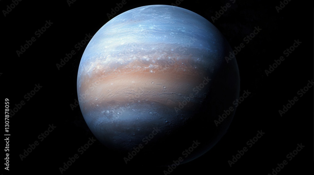 A vibrant, swirling gas giant planet in space, exhibiting a mesmerizing blend of blues, whites, and browns. A vibrant, swirling gas giant planet in space, exhibiting a mesmerizing blend of blues, whites, and browns.