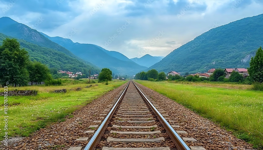 Fototapeta premium Rails Through Mountains