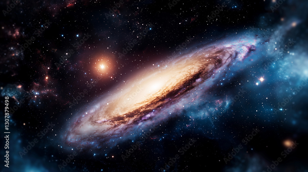 Fototapeta premium A stunning cosmic landscape featuring galaxies and nebulae