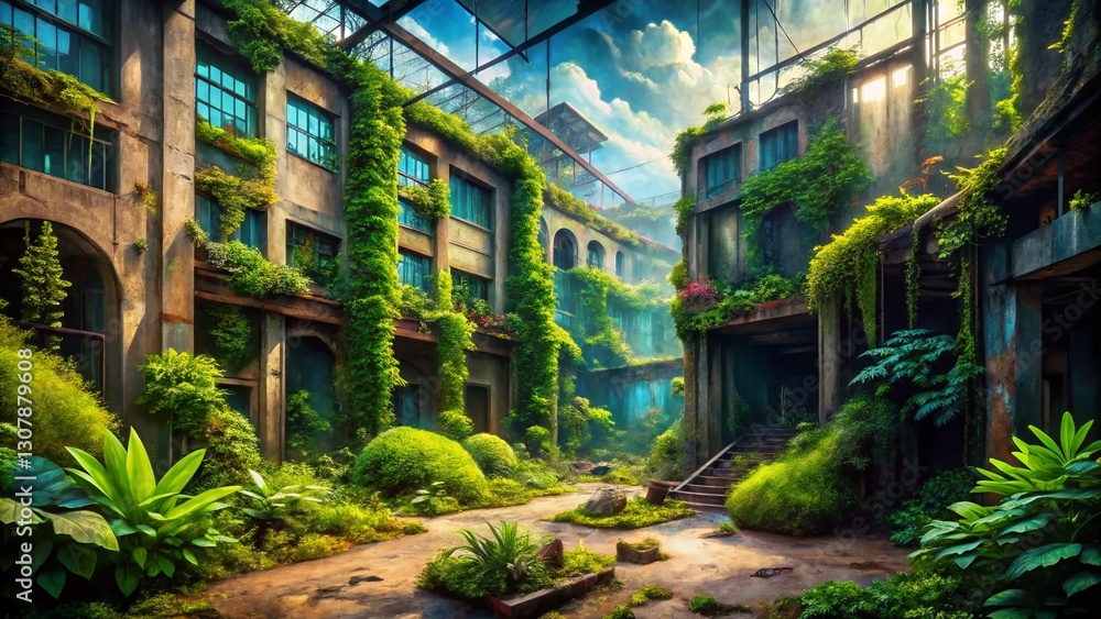Fototapeta premium Abstract Biophilic Urban Exploration Brushstrokes: Modern Design Background