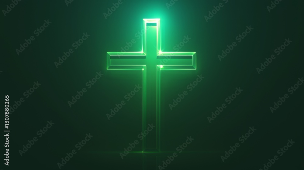 Obraz premium a simple green and white cross symbol, elegantly positioned against a solid background.