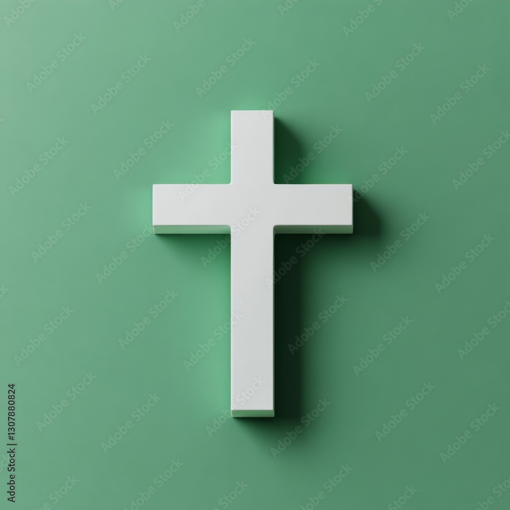 a simple green and white cross symbol, elegantly positioned against a solid background. a simple green and white cross symbol, elegantly positioned against a solid background.