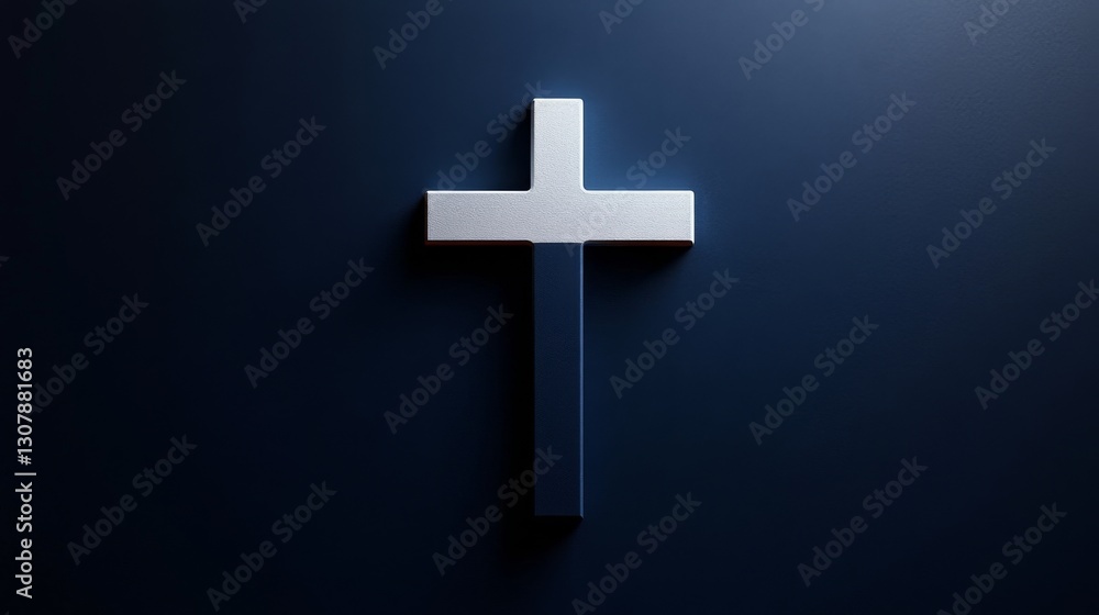 Fototapeta premium a simple navy blue and white cross symbol, elegantly positioned against a solid background.