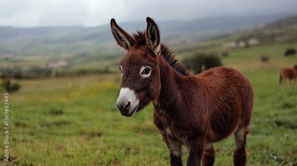 a standing donkey in open dusty terrain a standing donkey in open dusty terrain