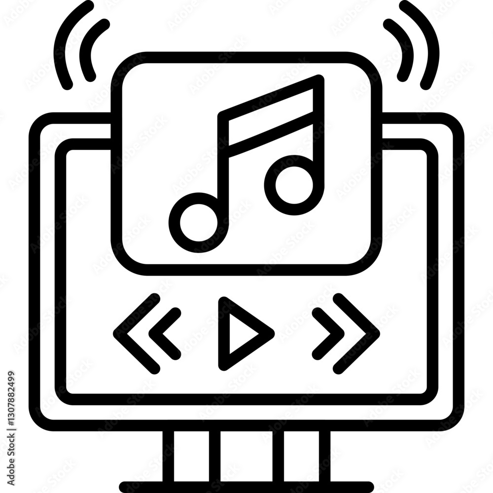 Smart TV Audio Music Icon Vector Element Smart TV Audio Music Icon Vector Element