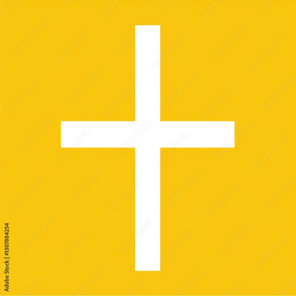 Obraz premium a simple yellow and white cross symbol, elegantly positioned against a solid background