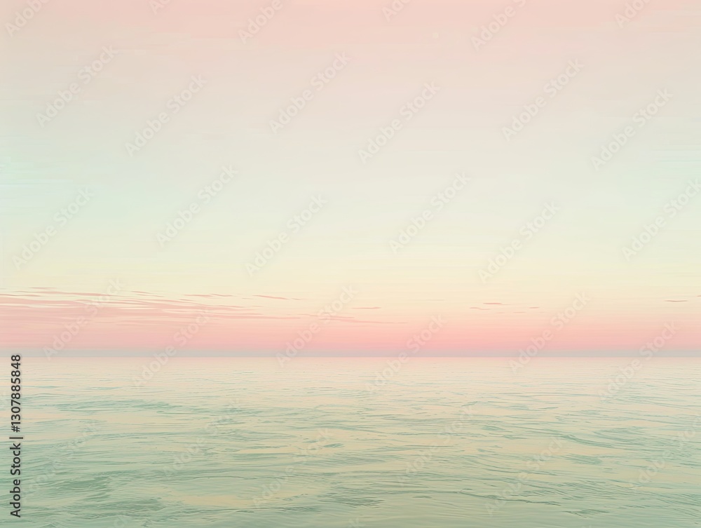 Obraz premium Tranquil pastel seascape with a soft horizon line and serene ambiance