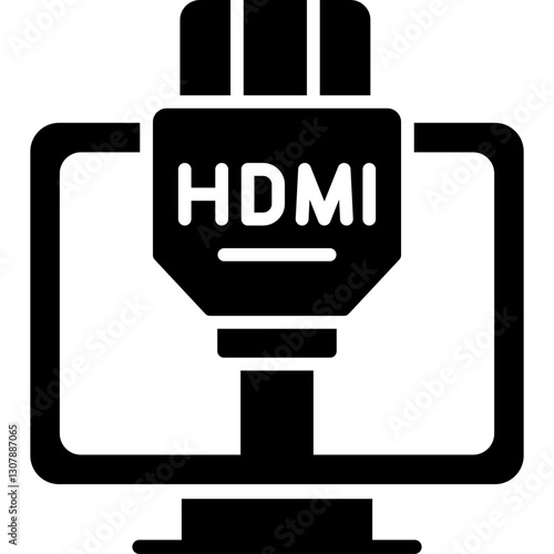 LCD HDMI Cable Icon Vector Element