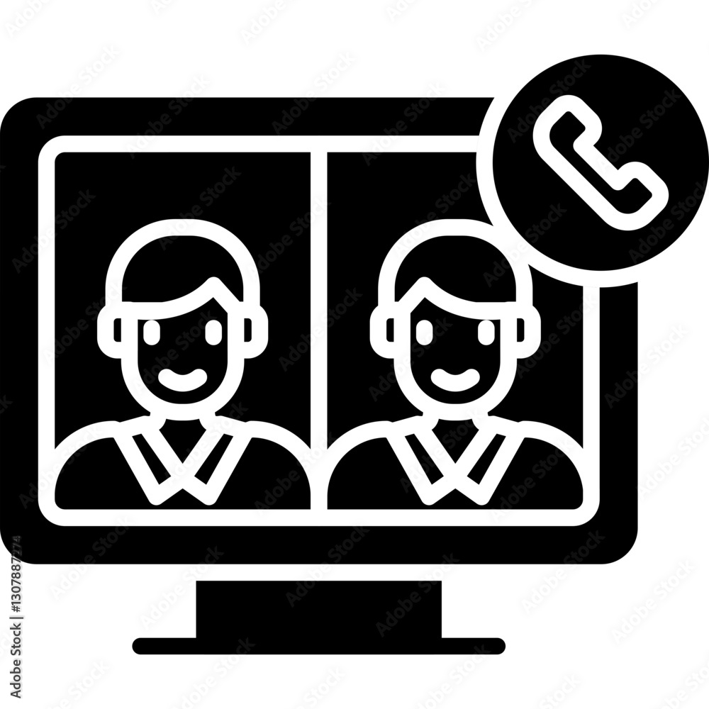 Smart TV Video Call Icon Vector Element