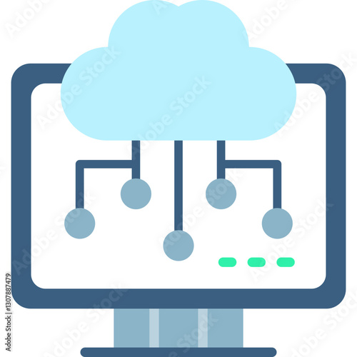 Smart TV Cloud Server Icon Vector Element
