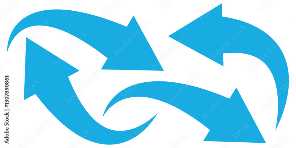 blue curve arrow icon set. long arrow icon set. Set of curved arrows isolated on white background. blue curve arrow icon set. long arrow icon set. Set of curved arrows isolated on white background.