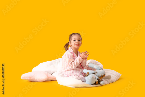 Cute little girl in pajamas...