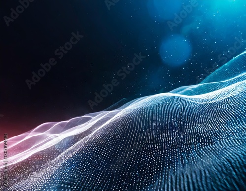 Flowing Particles Forming Waves with Gradient Light Pattern for Modern Technology Background