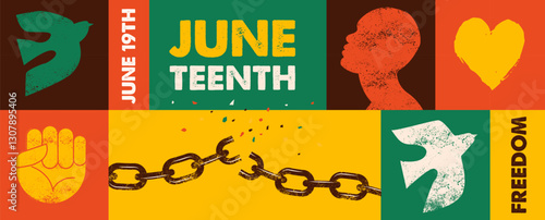 Juneteenth freedom day. A celebration of American history, African American Independence Day design. Poster, banner, card template