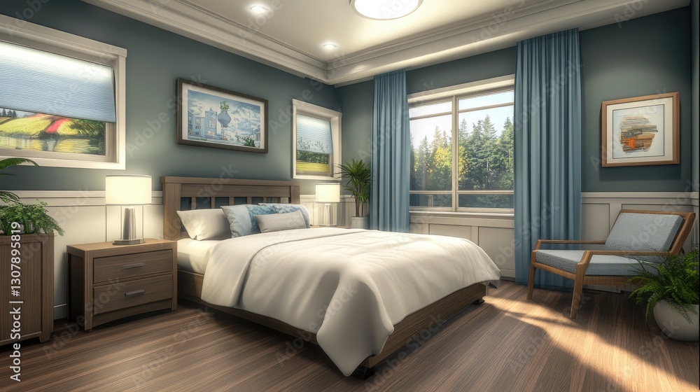 Luxury sleep therapy room with soft linens, ambient lighting, and calming dcor. Luxury sleep therapy room with soft linens, ambient lighting, and calming dcor.