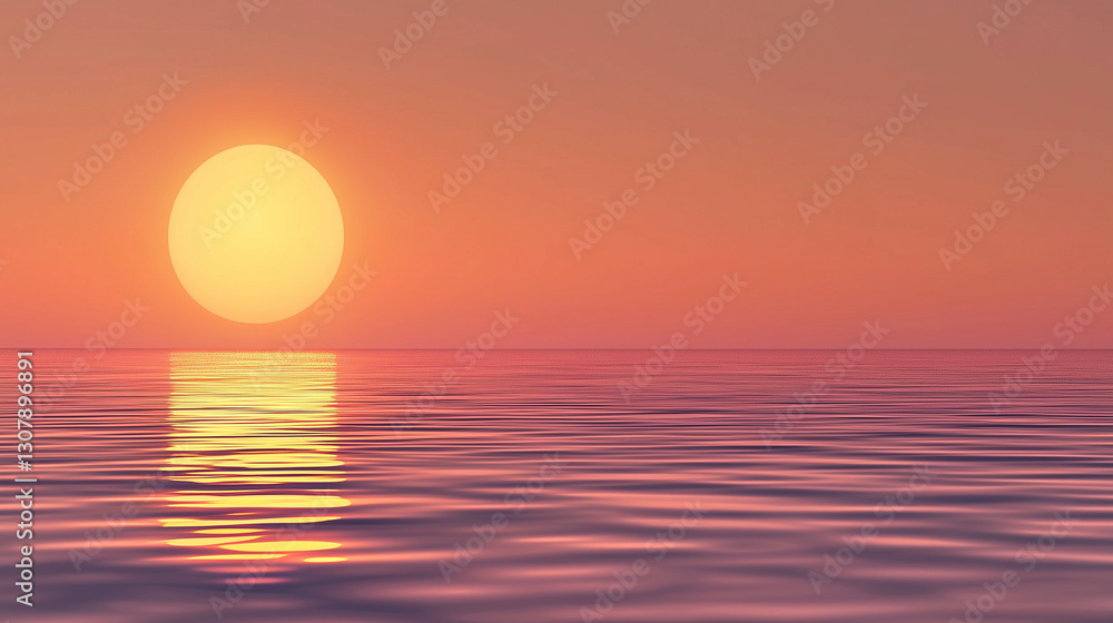 Tranquil sunset over calm sea with vibrant sky colors Tranquil sunset over calm sea with vibrant sky colors