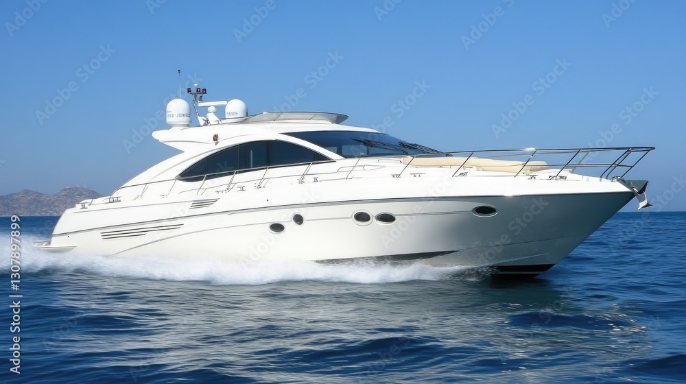 Private Mediterranean yacht with a stylish sundeck and elegant seating. Private Mediterranean yacht with a stylish sundeck and elegant seating.