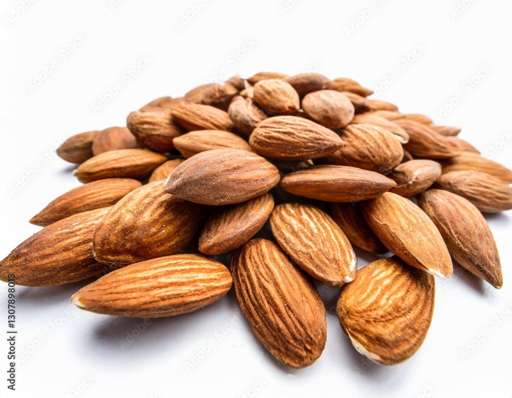 Fresh Almonds Displayed on an Isolated White Background Fresh Almonds Displayed on an Isolated White Background