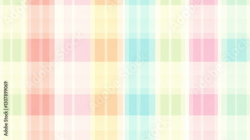 Cute Pastel Gingham Seamless Pattern Background with Soft Rainbow Colors and Copy Space Area for Dreamy Wallpaper Design 