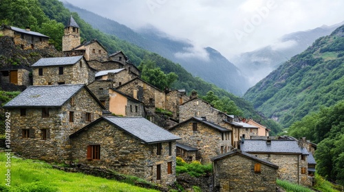Wallpaper Mural Secluded mountain village with traditional stone houses supporting cultural tourism. Torontodigital.ca