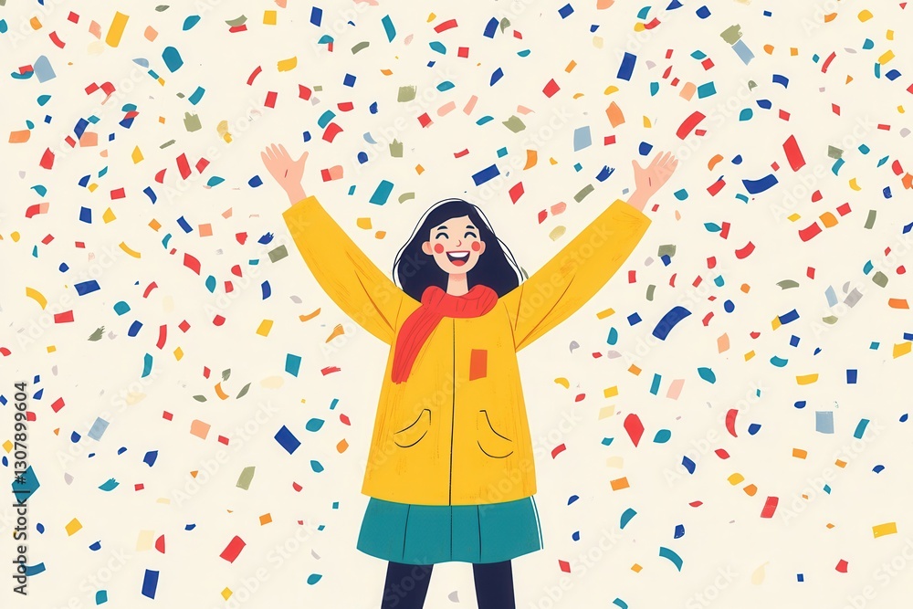 custom made wallpaper toronto digitalJoyful celebration with a person enjoying colorful confetti rain during a festive event