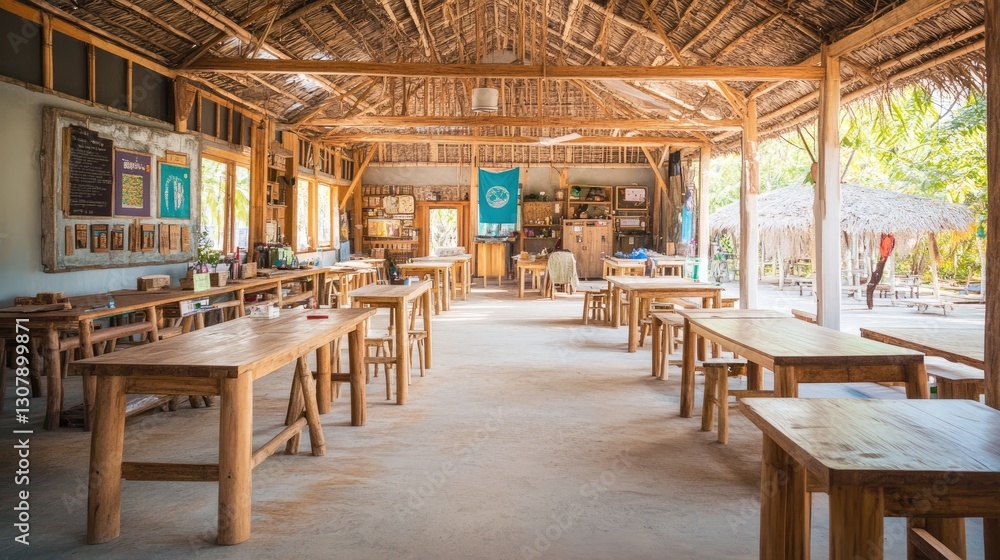 Sustainable bamboo furniture workshop in a local tourism village. Sustainable bamboo furniture workshop in a local tourism village.