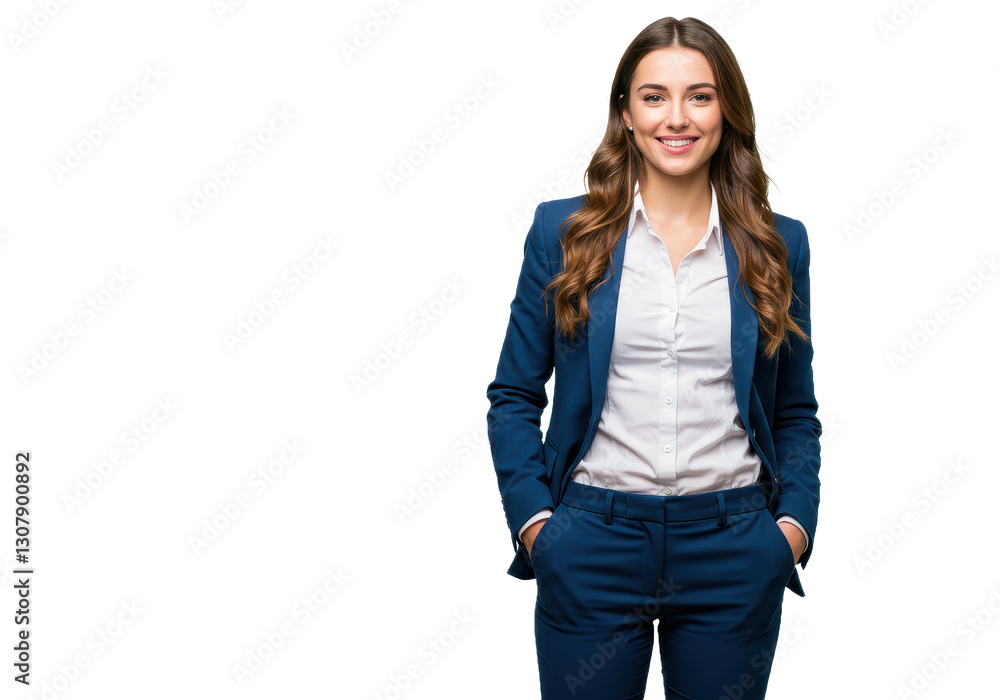 A confident and stylish young woman with long wavy brown hair isolated on transparent background A confident and stylish young woman with long wavy brown hair isolated on transparent background