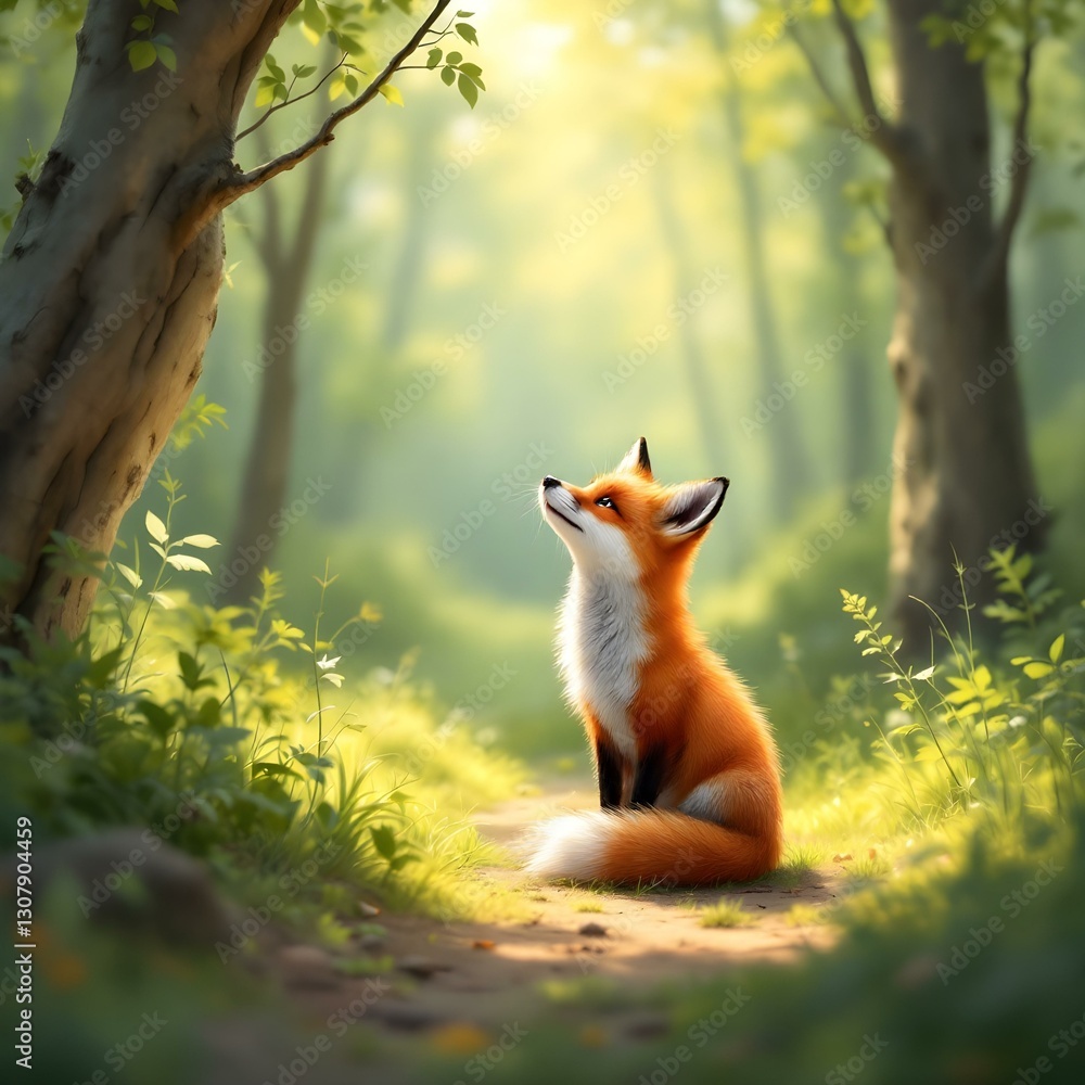Obraz premium Gentle Red Fox Roaming in Forest
