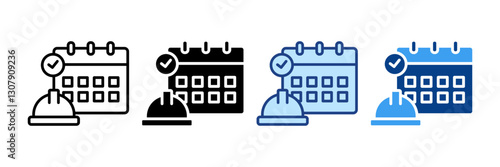 Construction Schedule  Icon Set Multiple Style Collection