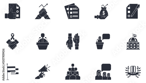 Set of voting vector icons with white background