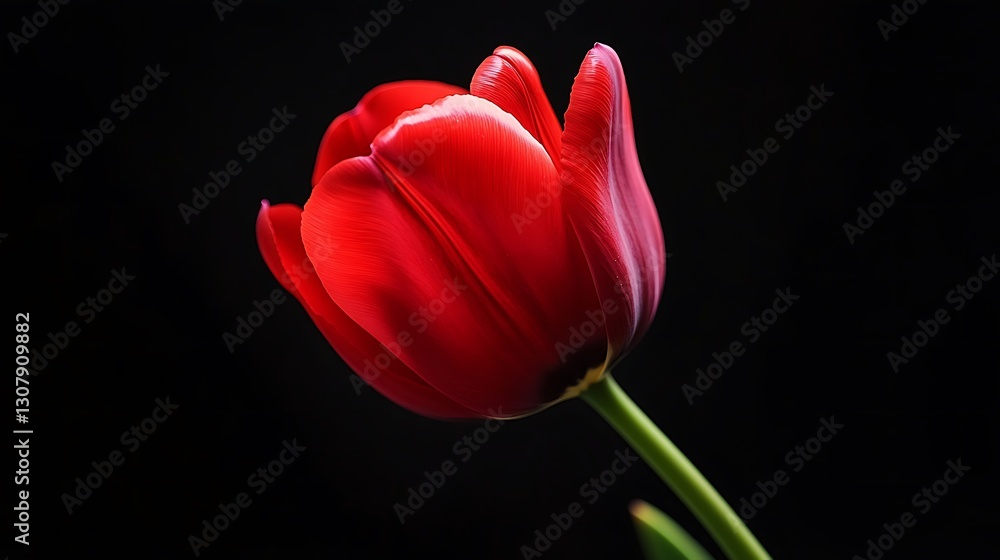 闇に浮かぶ赤いチューリップの美しい輝き