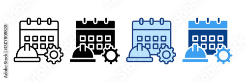 Construction Management  Icon Set Multiple Style Collection