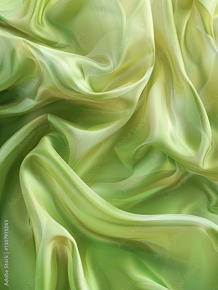 Fototapeta premium Abstract green flowing fabric waves background, elegant and soft