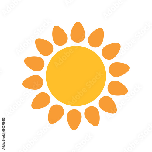 Vector image of a sun icon with white background