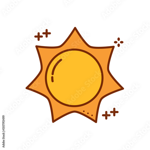 Vector image of a sun icon with white background