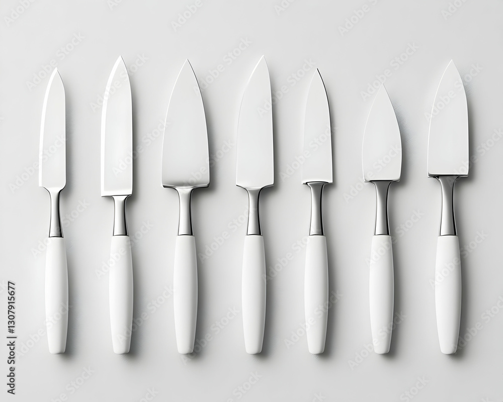 Modern White Cheese Knife Set - 3D Render Illustration Modern White Cheese Knife Set - 3D Render Illustration