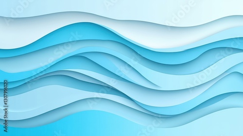 Wallpaper Mural Vibrant blue abstract background with layered paper cut waves, perfect for World Oceans Day designs and ecofriendly materials. Torontodigital.ca