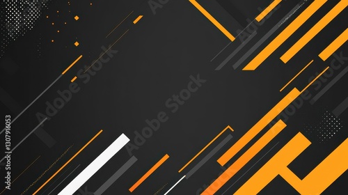 Sleek horizontal banner features dynamic lines and angles in gray and orange, perfect for a modern, sporty look.