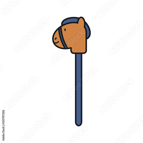 Vector Illustration of a Traditional Hobby Horse Toy on a Stick – Classic Pretend Play Toy for Children