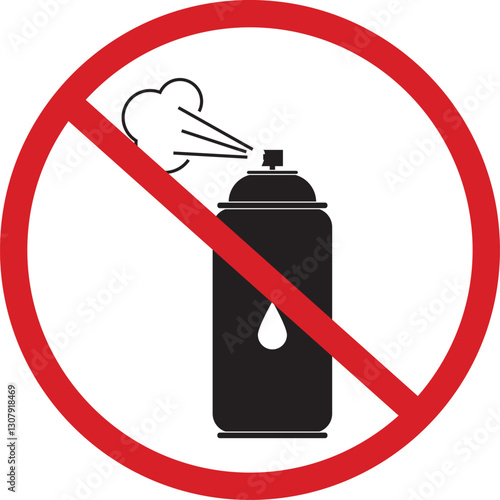 An illustration of a red circle with a red diagonal line through a spray bottle of air freshener spraying air freshener is prohibited